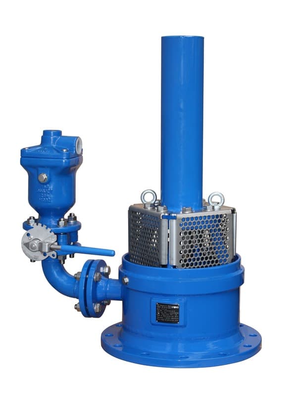 VAG spring-loaded air valve with basket strainer